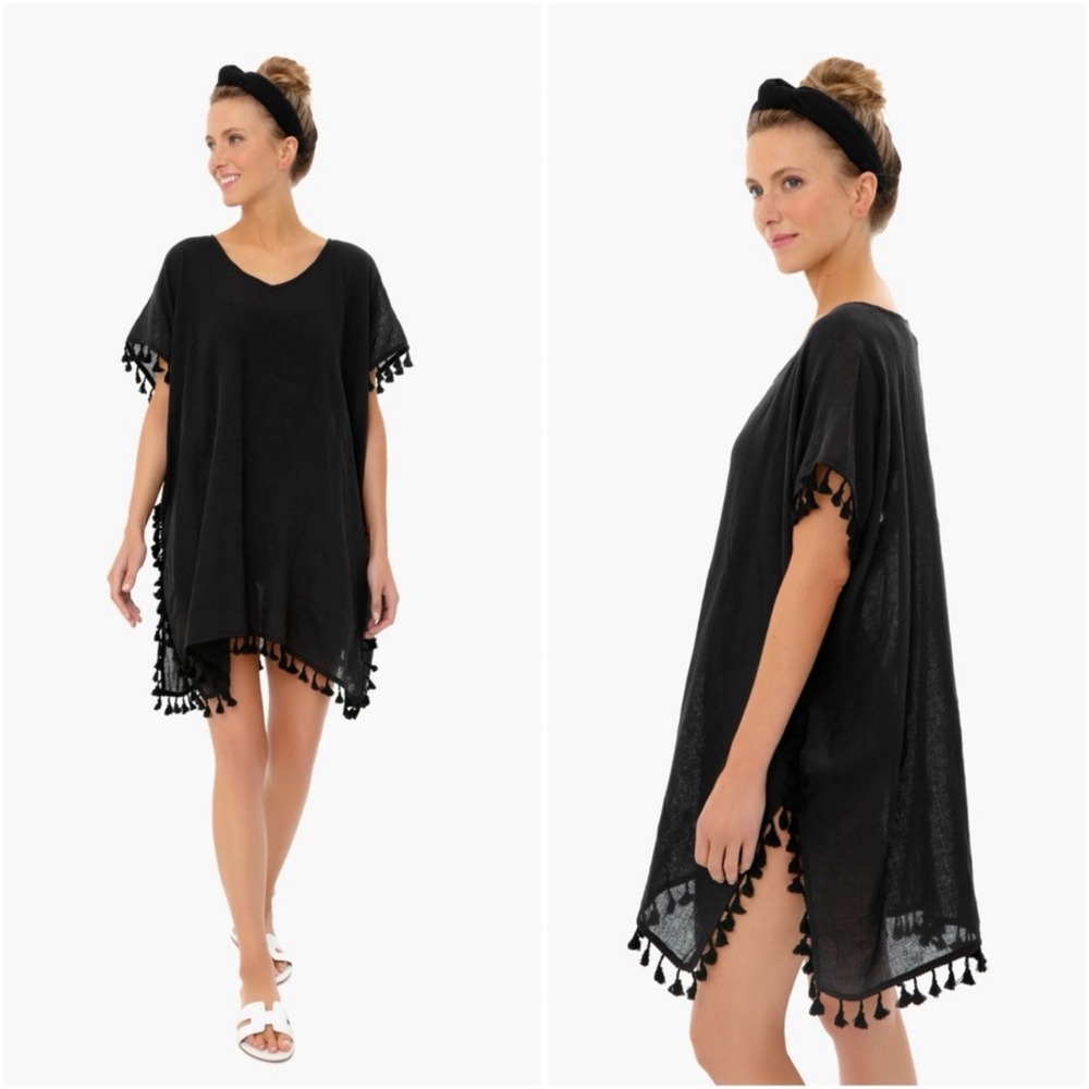 Tuckernuck POMANDER PLACE Katie Caftan Size M / L Black Swim Coverup Beach